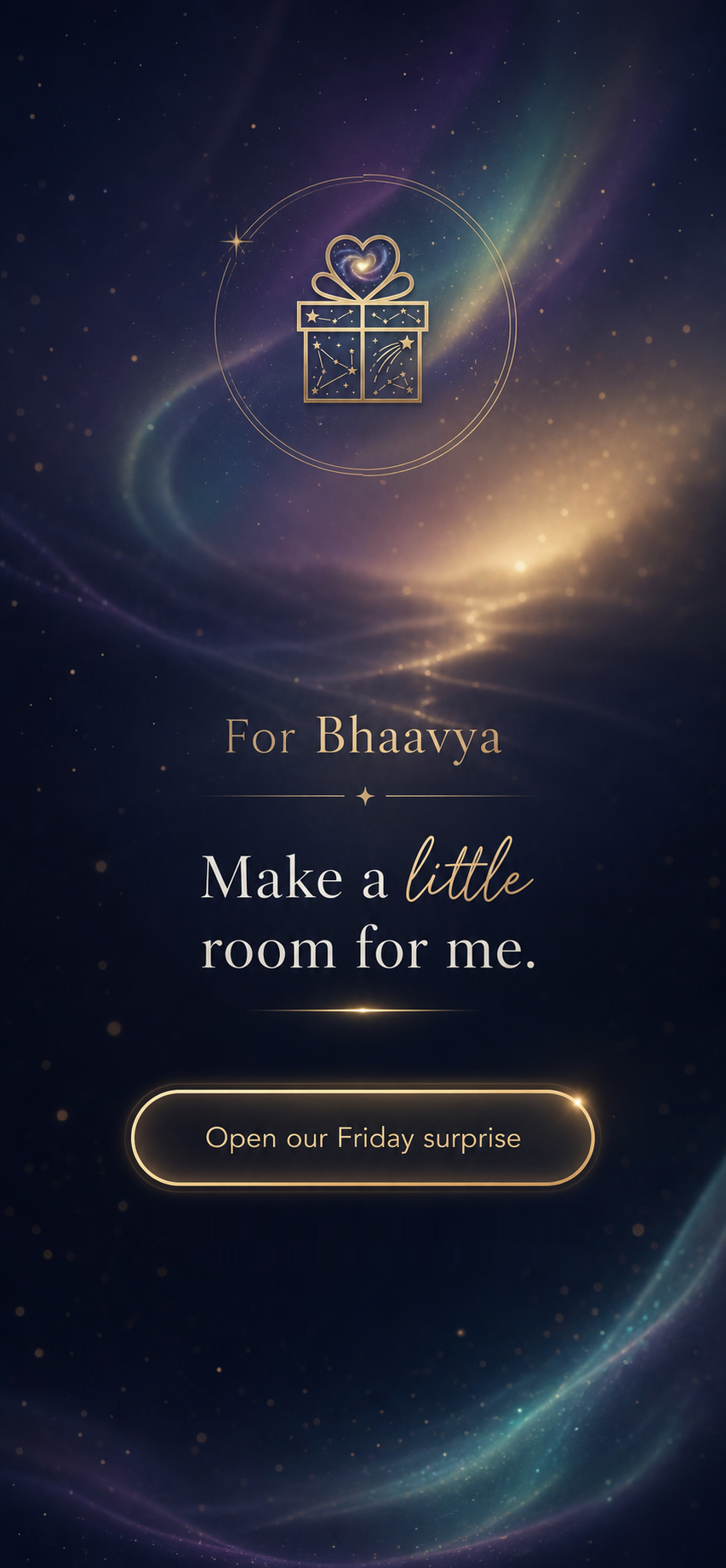 For Bhaavya. Make a little room for me.